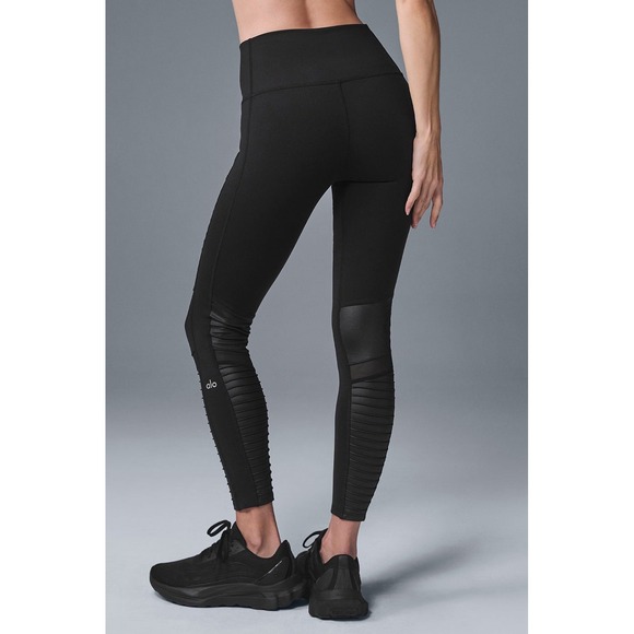 Alo Yoga Women's‎ Black 7/8 Length Moto Leggings Size Small - Picture 1 of 6